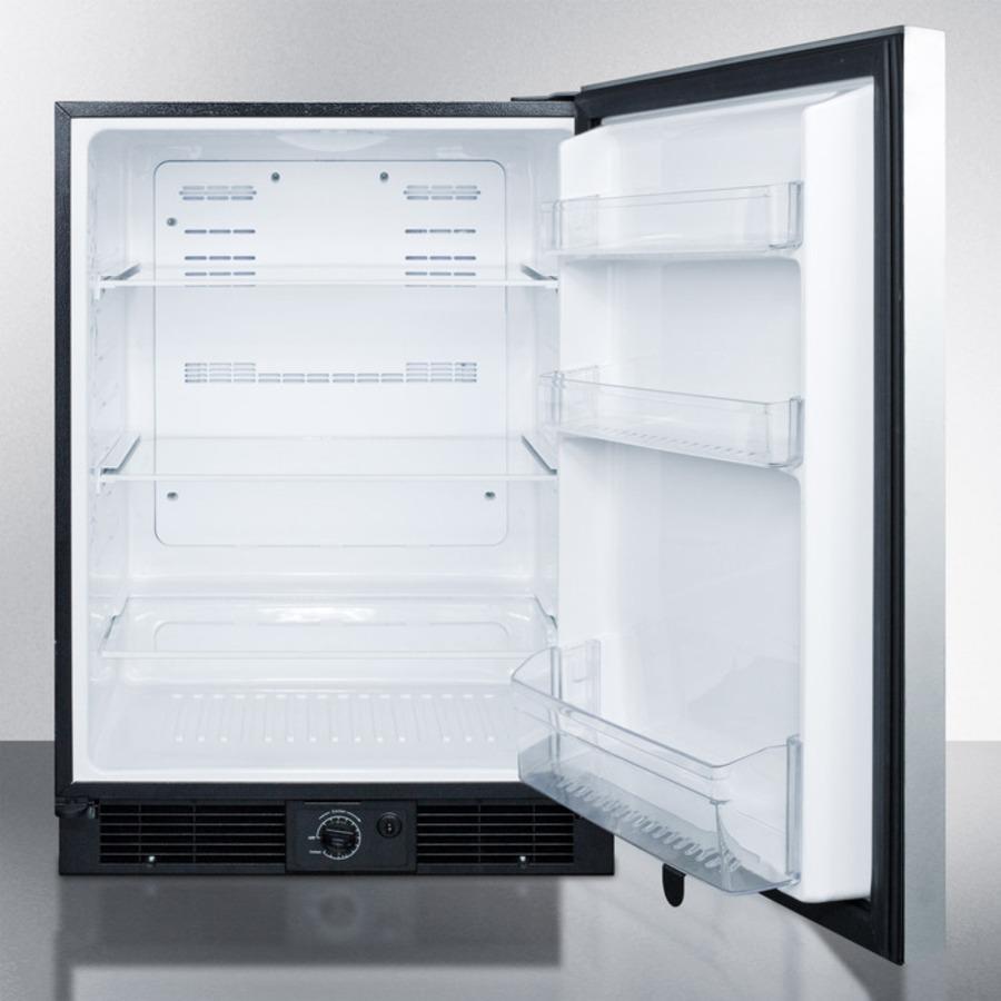 Frost-free All-refrigerator for Built-in or Freestanding Use, With Black Cabinet and Stainless Steel Door