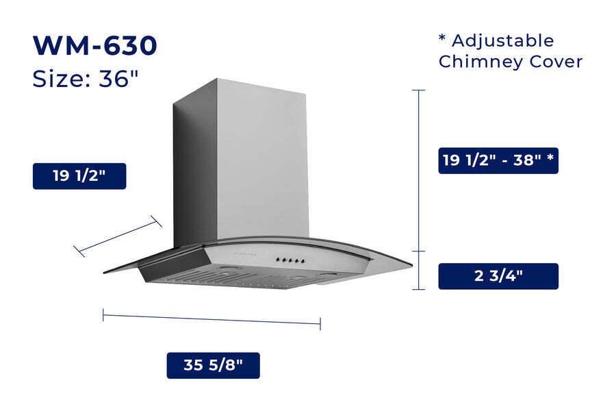 Hauslane Chef 36-in Convertible Stainless Steel Wall-Mounted Range Hood