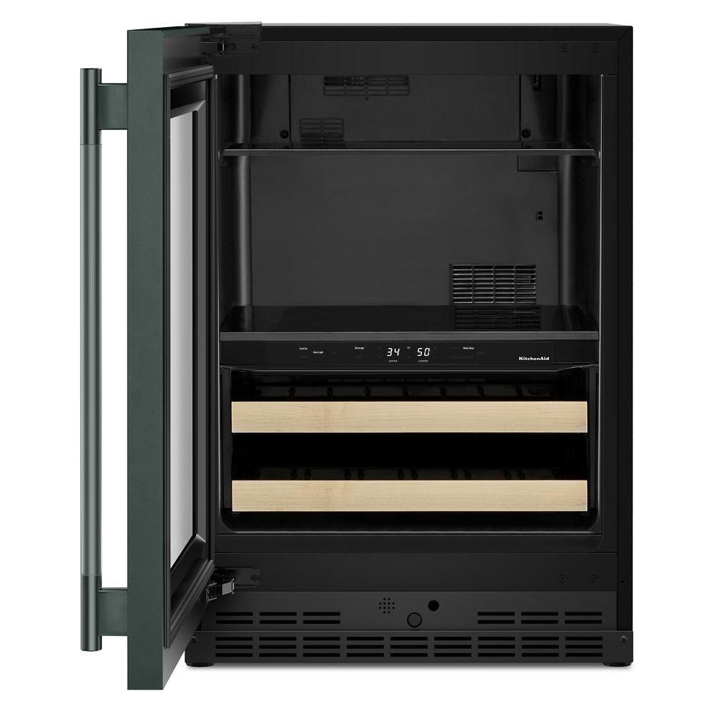24" Beverage Center with Glass Door and Wood-Front Racks