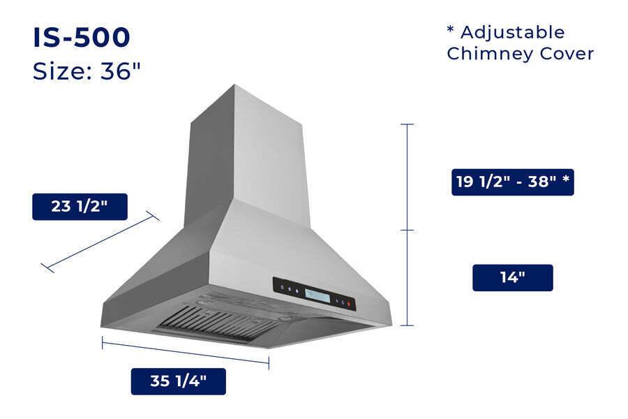 Hauslane Chef 36-in Ducted Stainless Steel Island Range Hood