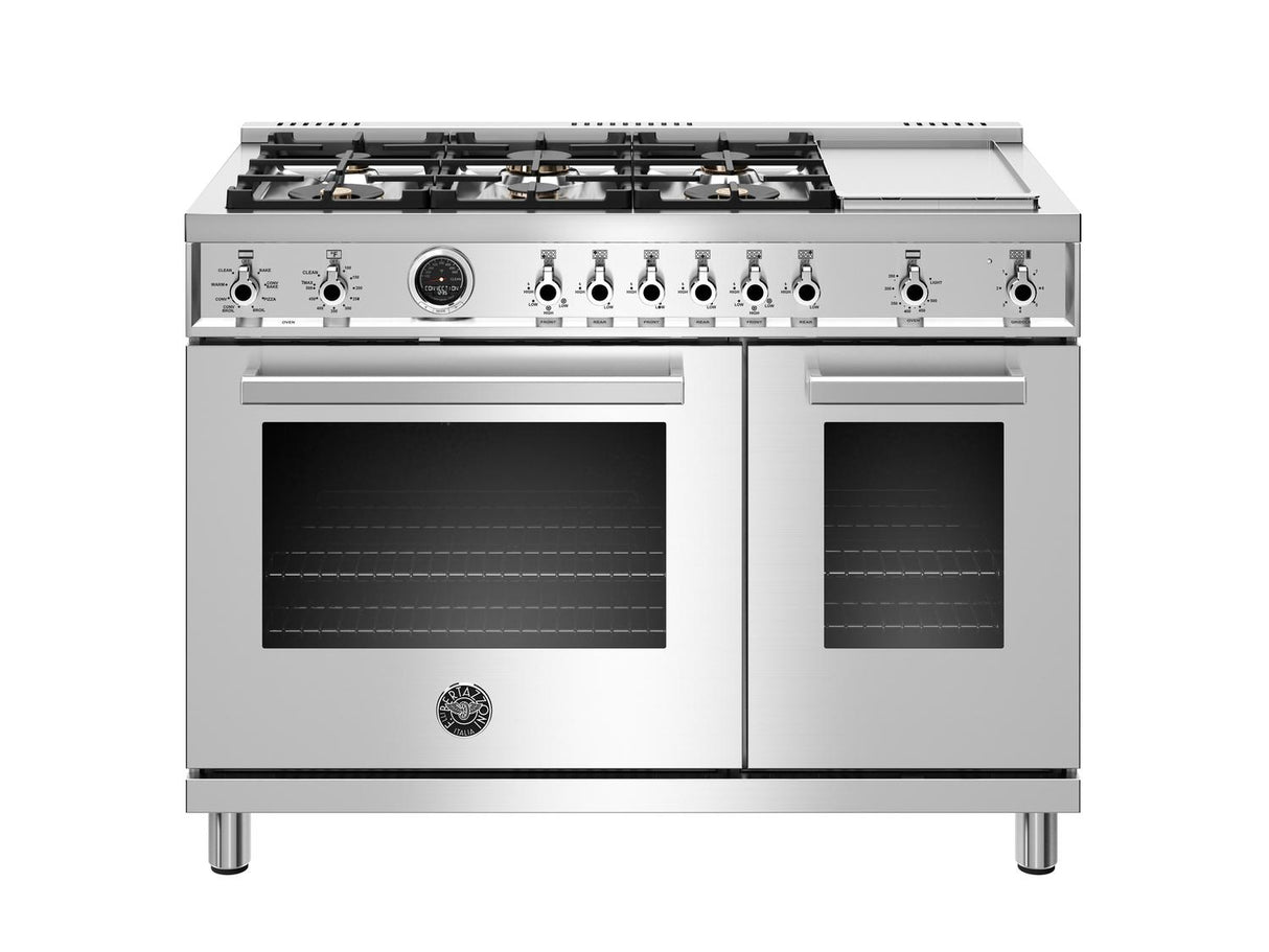 48 inch Dual Fuel Range, 6 Brass Burners and Griddle , Electric Self Clean Oven Stainless Steel