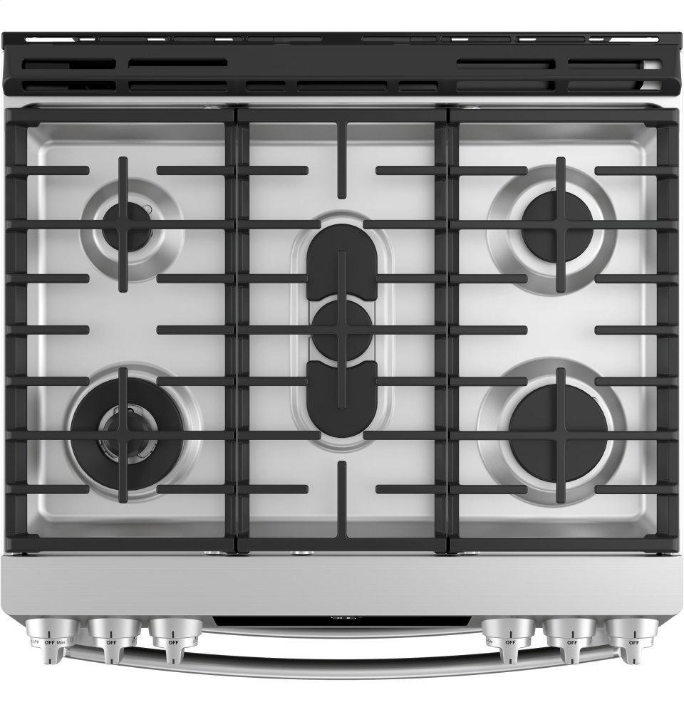 GE Profile™ 30" Smart Slide-In Front-Control Gas Double Oven Convection Range