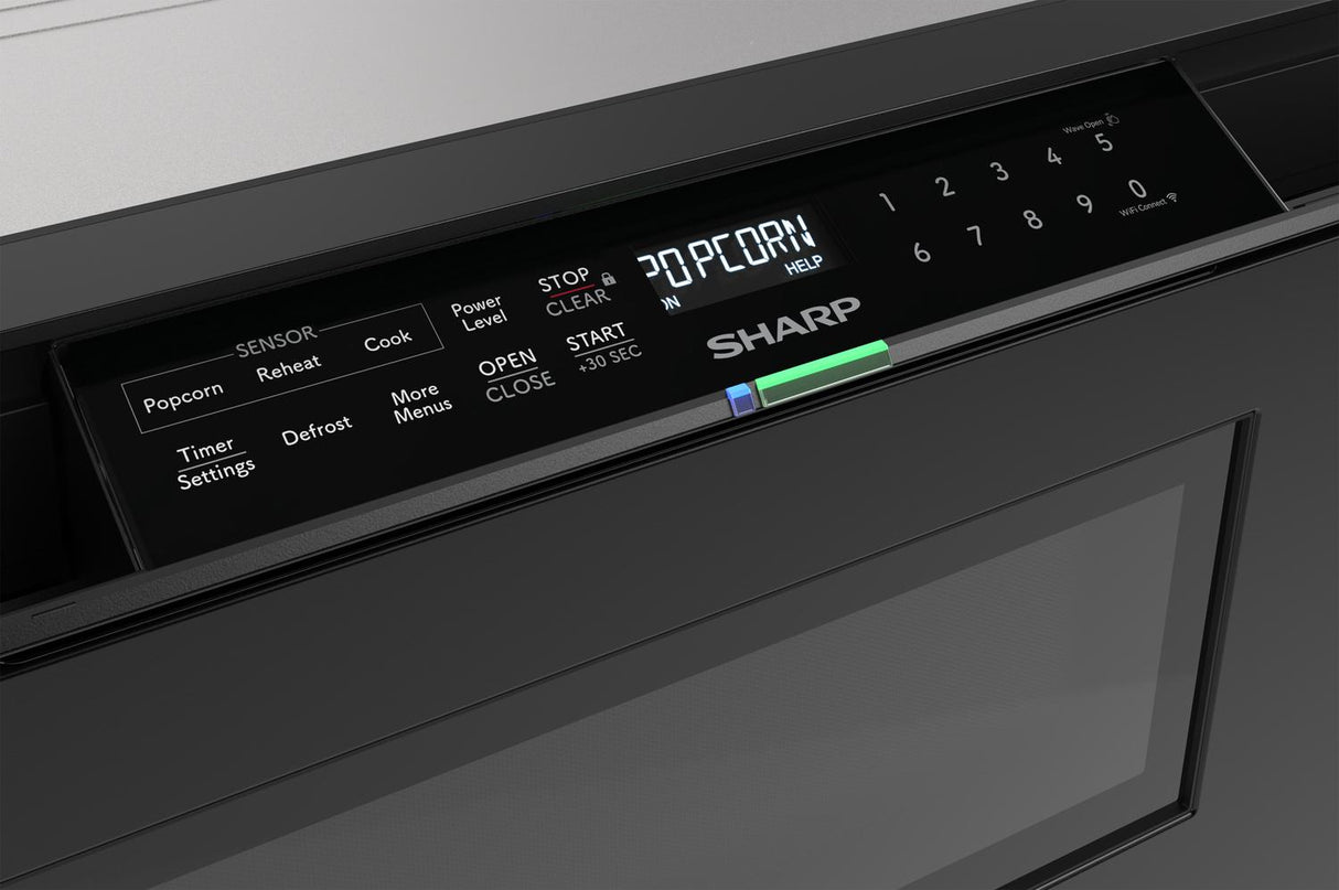 Sharp 24 in. 1.2 cu. ft. Deco Series Built-In Smart Microwave Drawer™ Oven with Easy Wave Open in Black