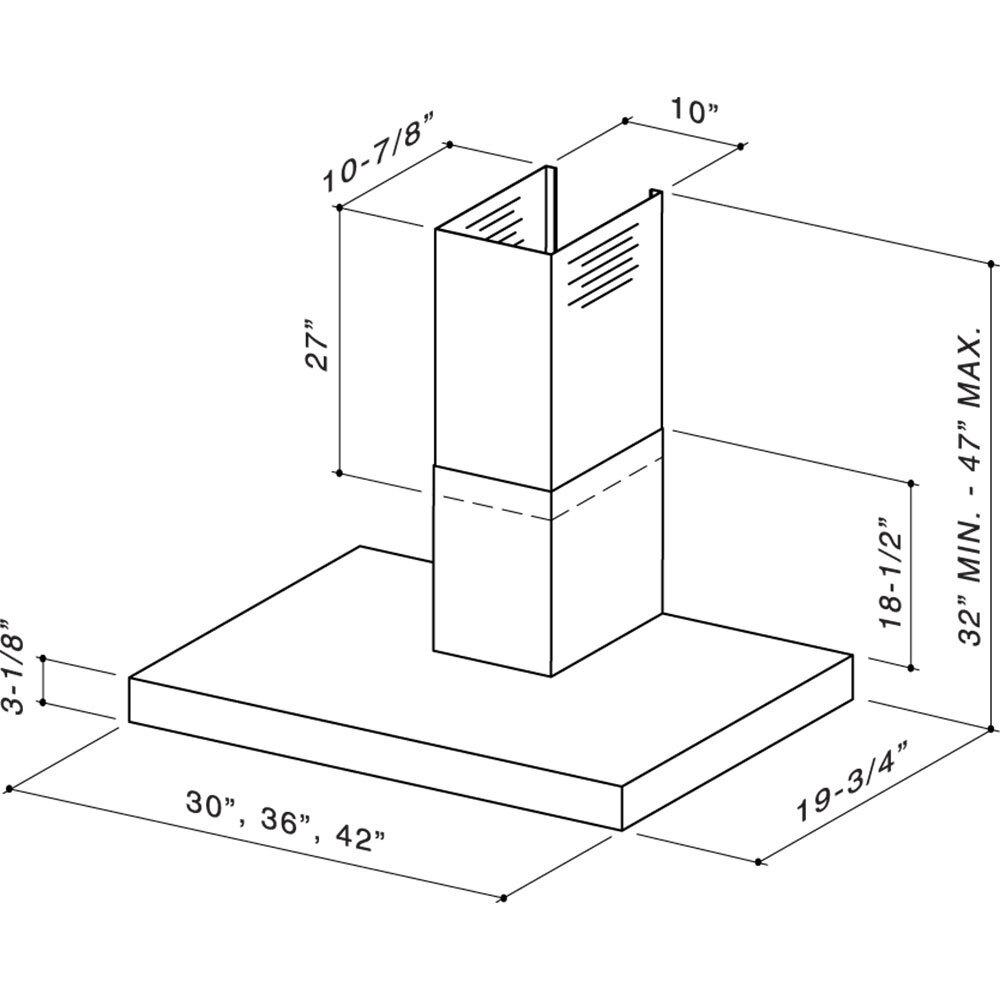 DISCONTINUED-Broan® 42-Inch Convertible Wall-Mount Chimney Range Hood w/ Heat Sentry™, 370 CFM, Stainless Steel