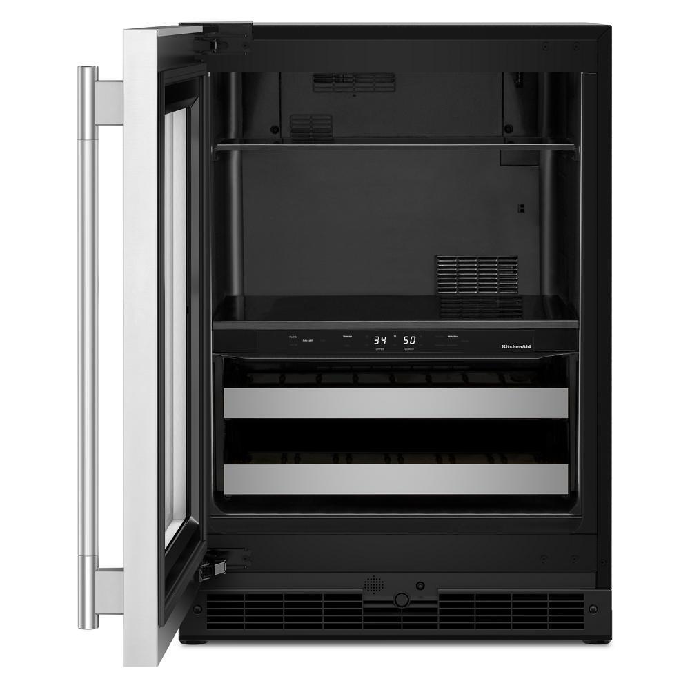 24" Beverage Center with Glass Door and Metal-Front Racks