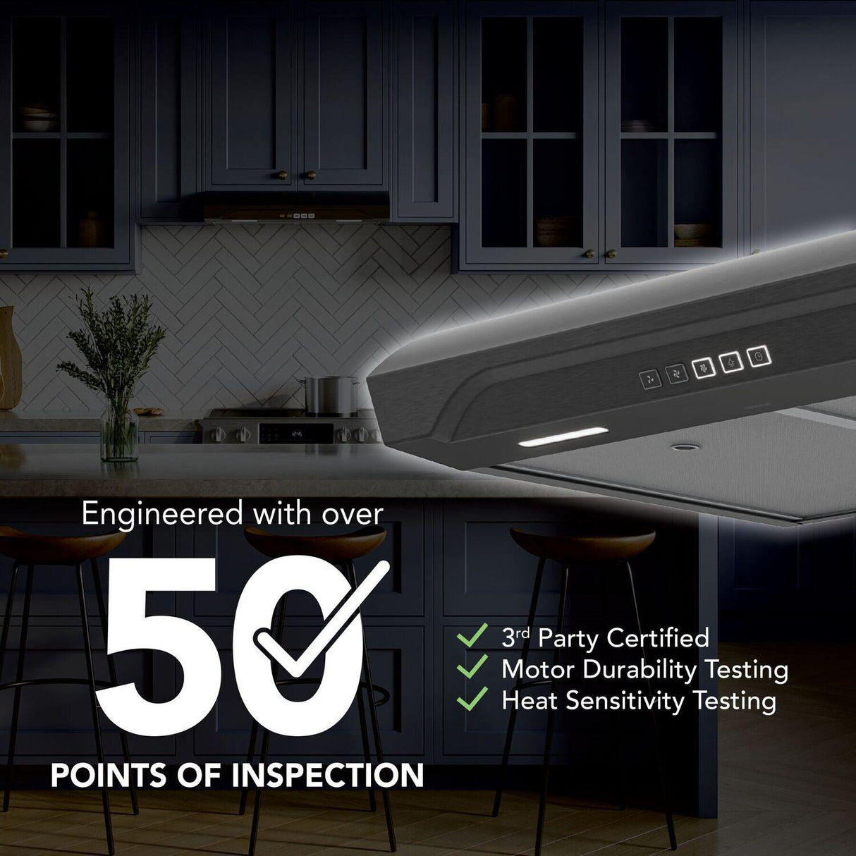 Alta 30-Inch 350 MAX Blower CFM 1.5 Sones Black Stainless Range Hood