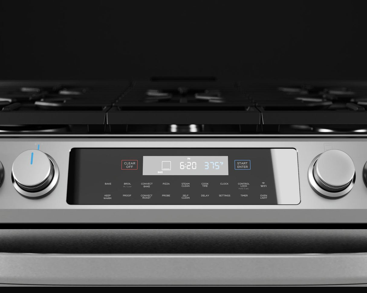 Midea 6.1 cu. ft. 5-Burner Smart Slide-In Gas Range with Air Fry Convection