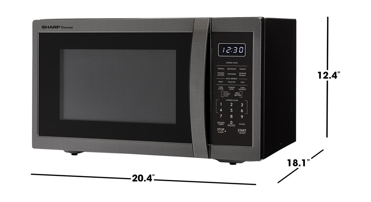 Sharp 1.4 cu. ft. 1100W Black Stainless Steel Countertop Microwave Oven