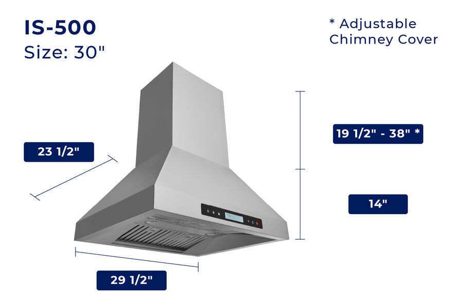 Hauslane Chef 30-in Ducted Stainless Steel Island Range Hood
