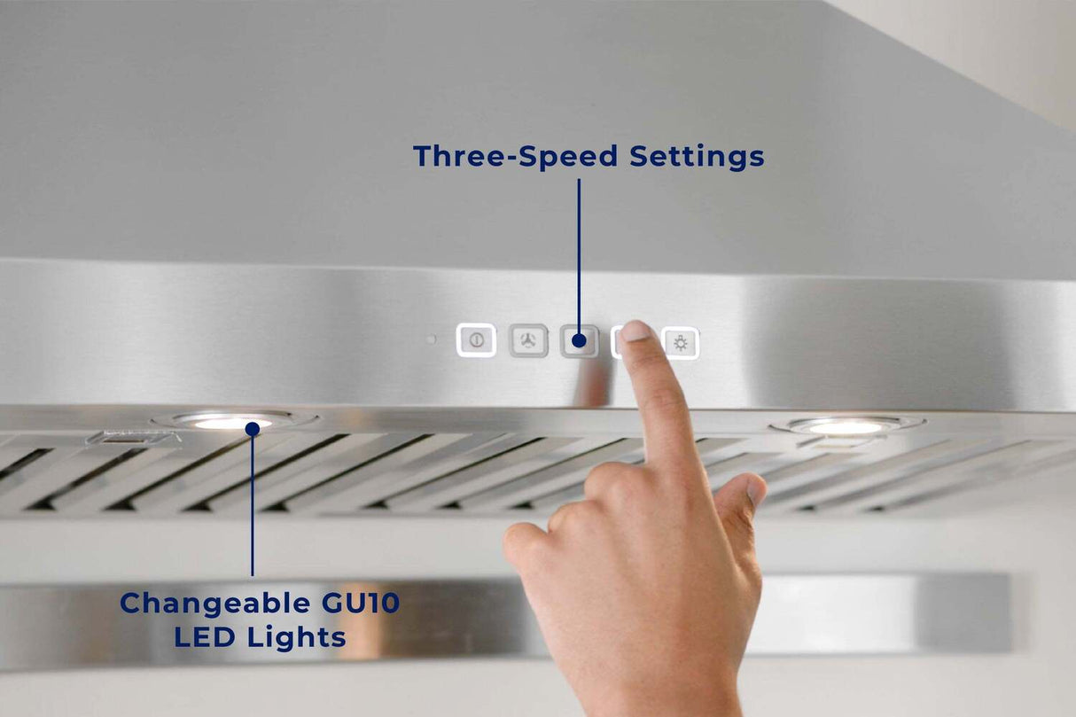 Hauslane Chef 30-in Convertible Stainless Steel Wall-Mounted Range Hood