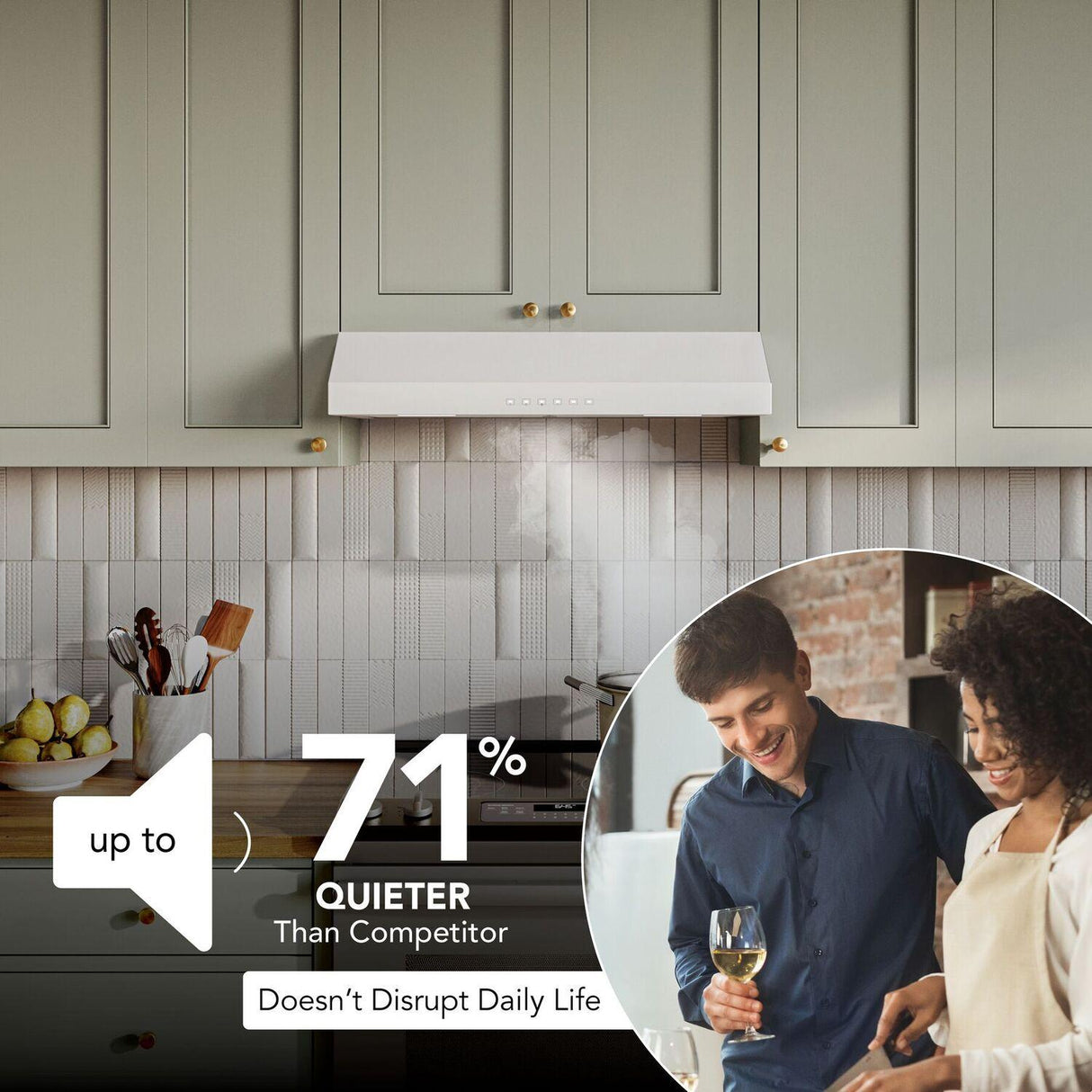 Glacier 30-Inch 490 MAX Blower CFM 1.0 Sones White Range Hood