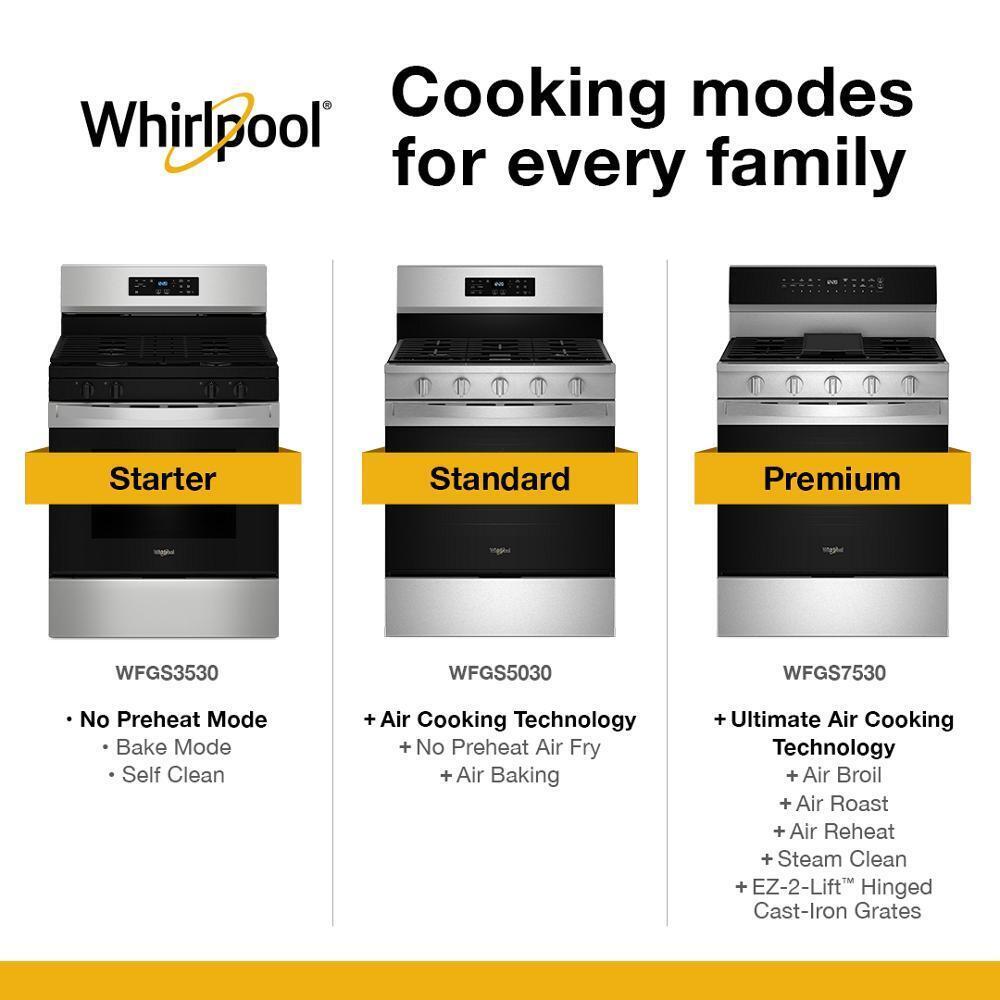 30-inch Gas Range with Air Cooking Technology, No Preheat Air Fry and Air Baking and Self Clean