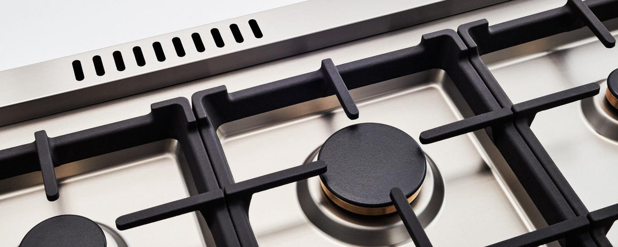 36 inch Dual Fuel Range, 6 Brass Burners and Cast Iron Griddle, Electric Self-Clean Oven Carbonio