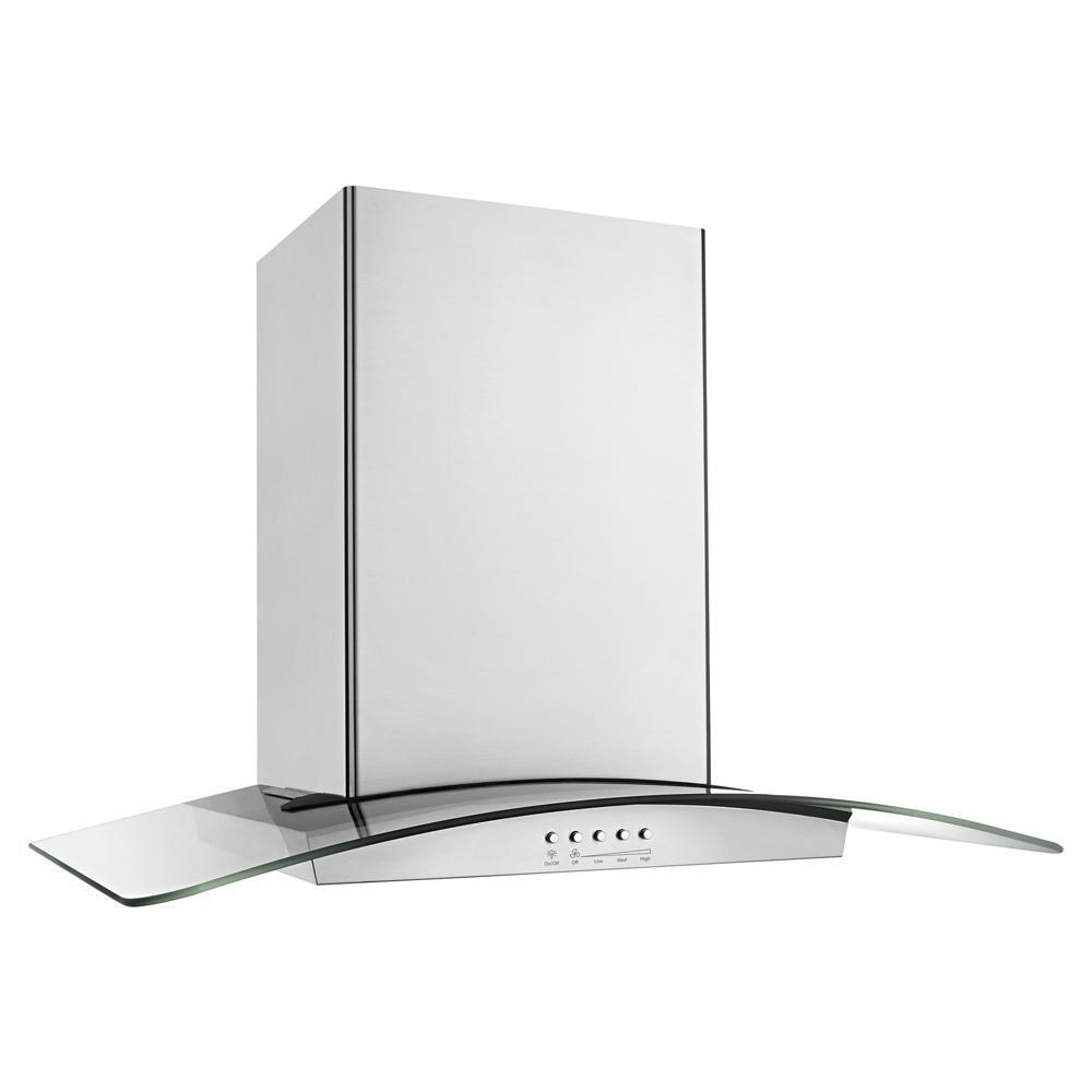 36" Modern Glass Island Mount Range Hood