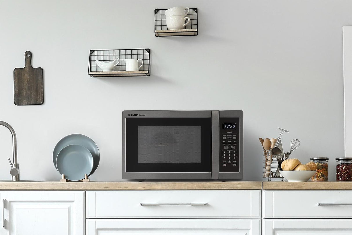 Sharp 1.4 cu. ft. 1100W Black Stainless Steel Countertop Microwave Oven