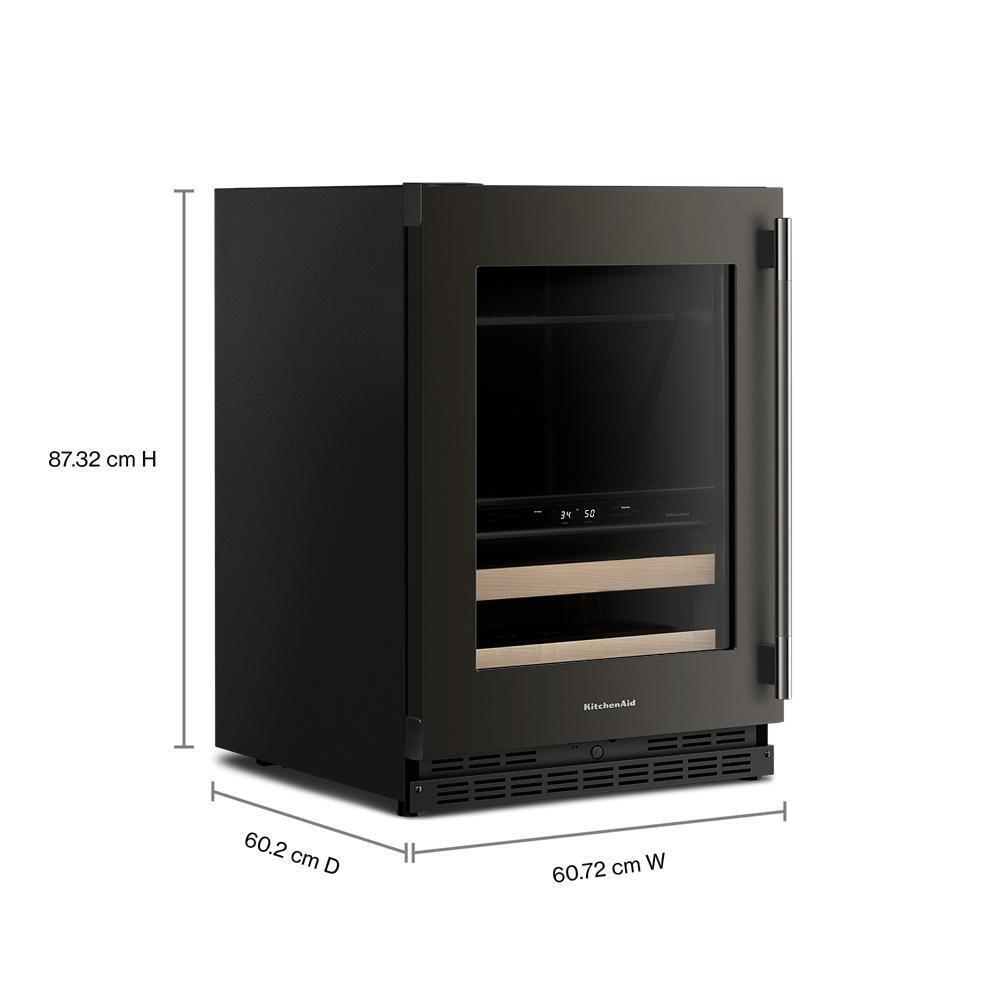 24" Beverage Center with Glass Door and Wood-Front Racks