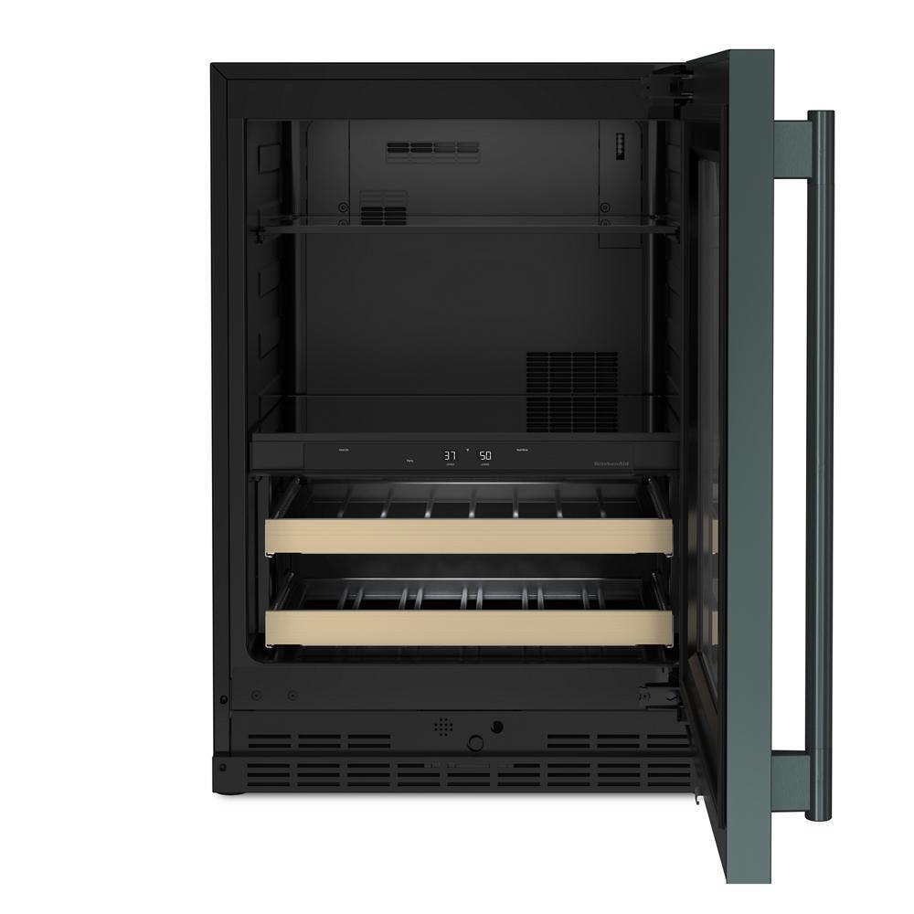 24" Beverage Center with Glass Door and Wood-Front Racks