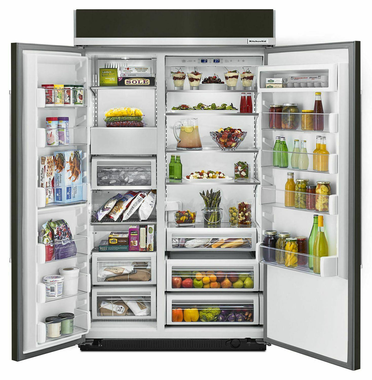 30.0 cu. ft 48-Inch Width Built-In Side by Side Refrigerator with PrintShield™ Finish - Black Stainless