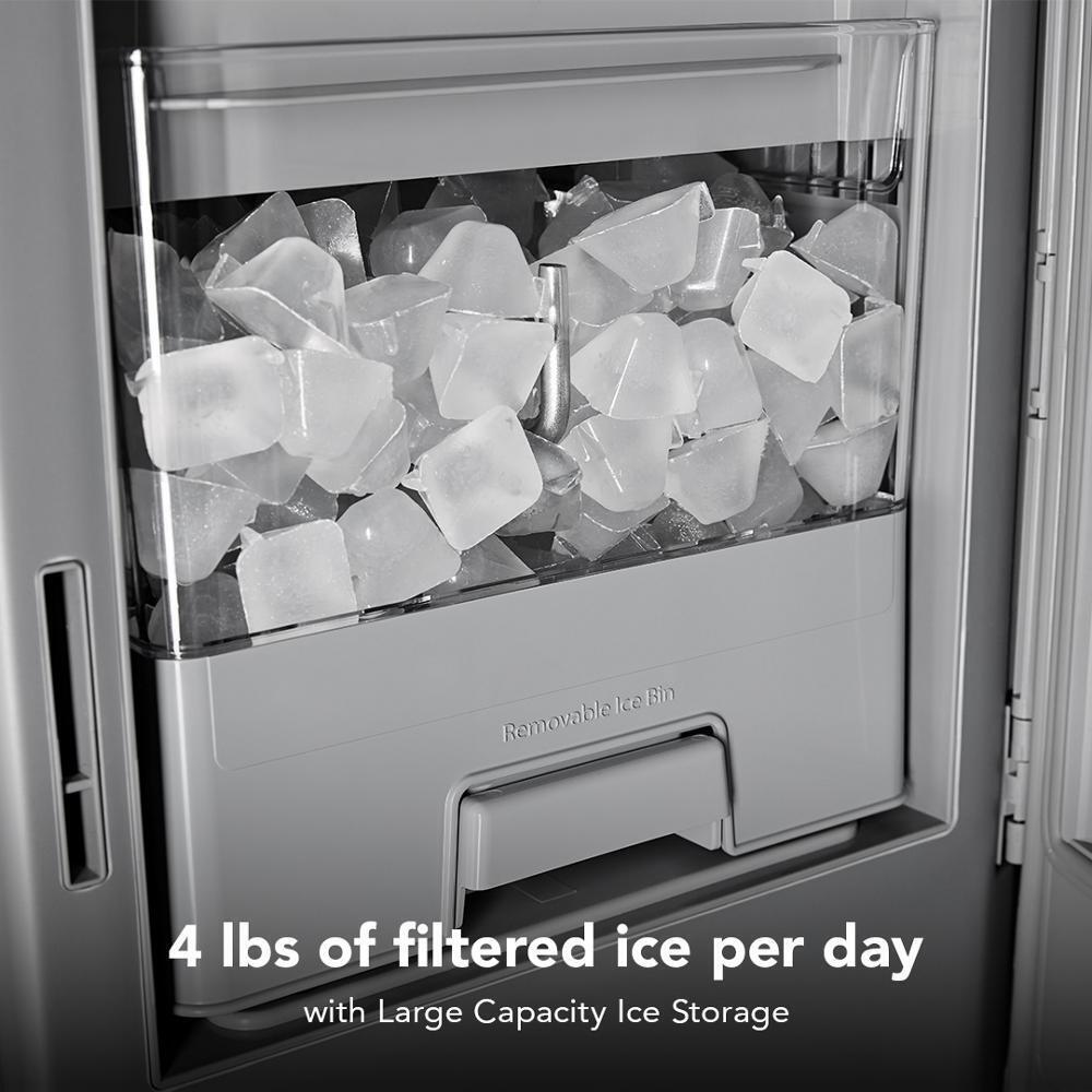 30 Cu. Ft. 36-Inch French Door Refrigerator with Exterior Water and Ice Dispenser and Wood-Look Sliding Tray in Porcelain White