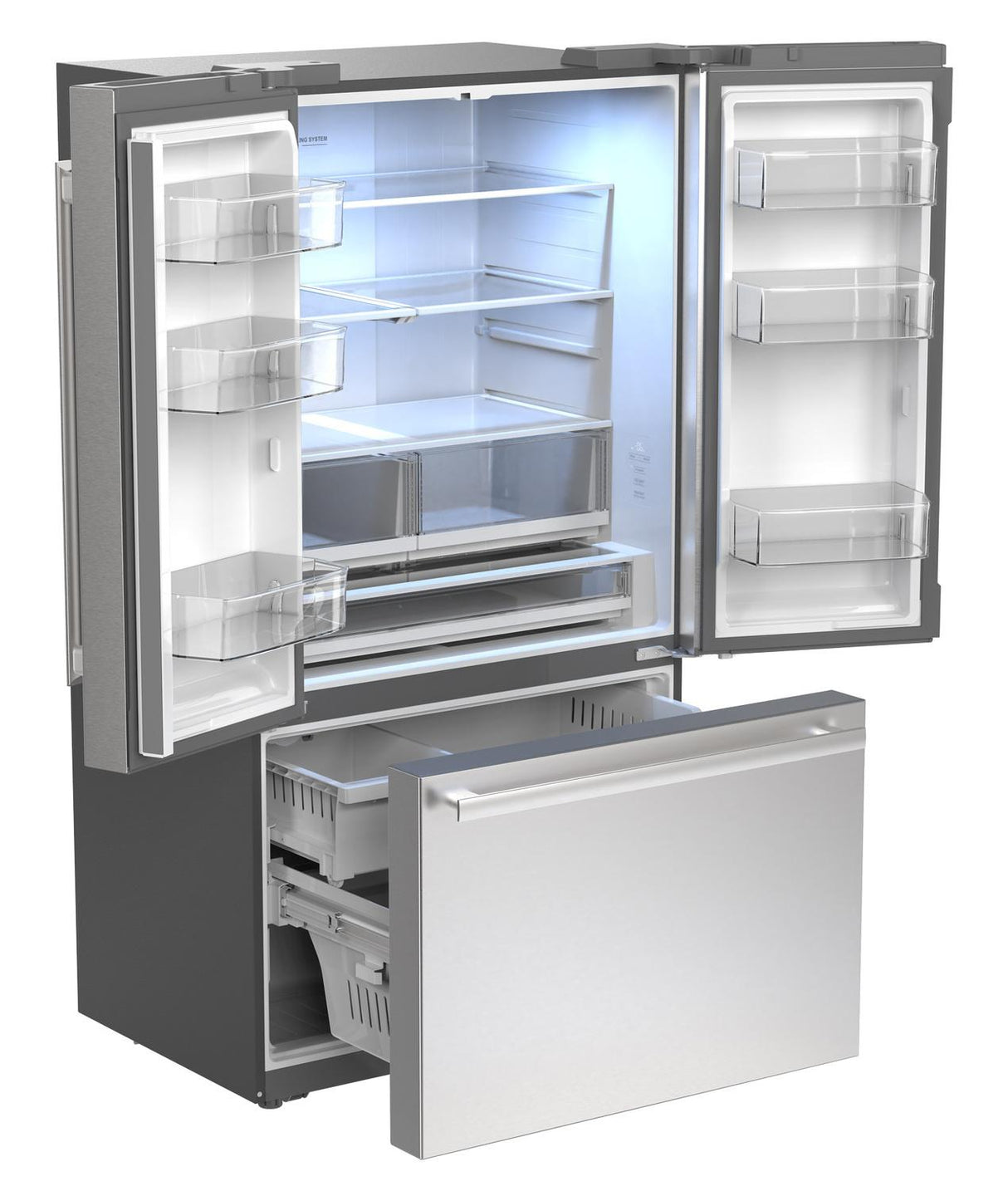 Sharp 26.5 cu.ft. Counter Depth 36 in. French 3-Door Refrigerator with Internal Water Dispenser in Stainless Steel