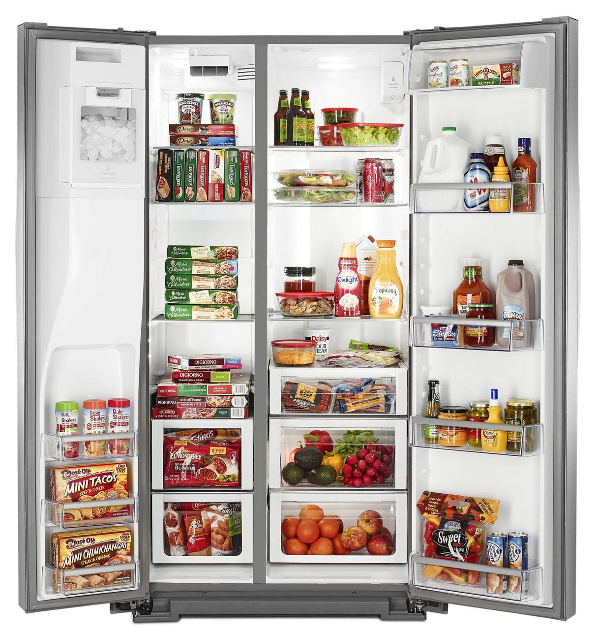 36-inch Wide Side-by-Side Counter Depth Refrigerator with StoreRight Dual Cooling System - 20 cu. ft. Monochromatic Stainless Steel