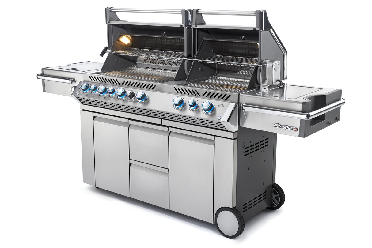 Napoleon's Prestige PRO™825 with side range burner and rear/internal infrared burners.