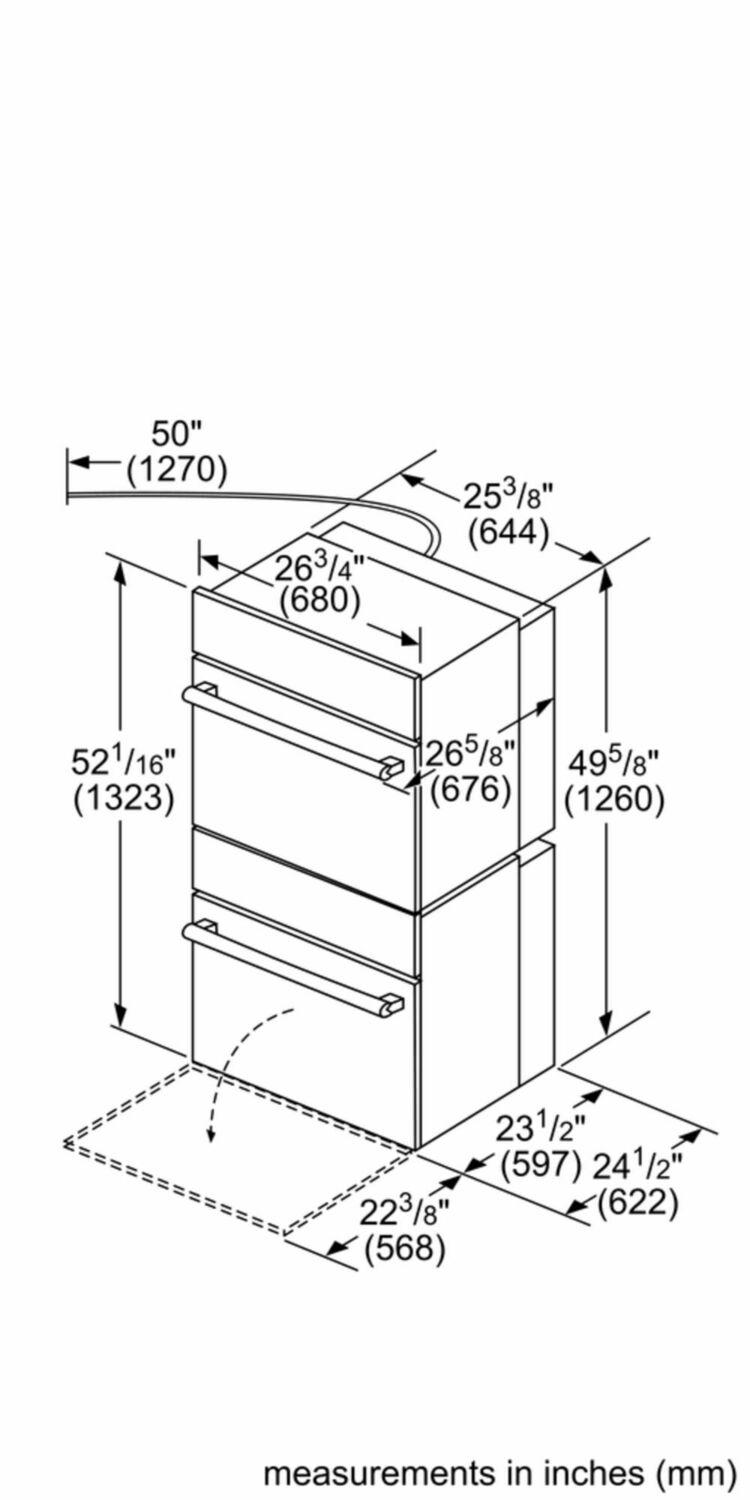 500 Series, 27", Double Wall Oven, SS, EU conv./Thermal, Knob Control