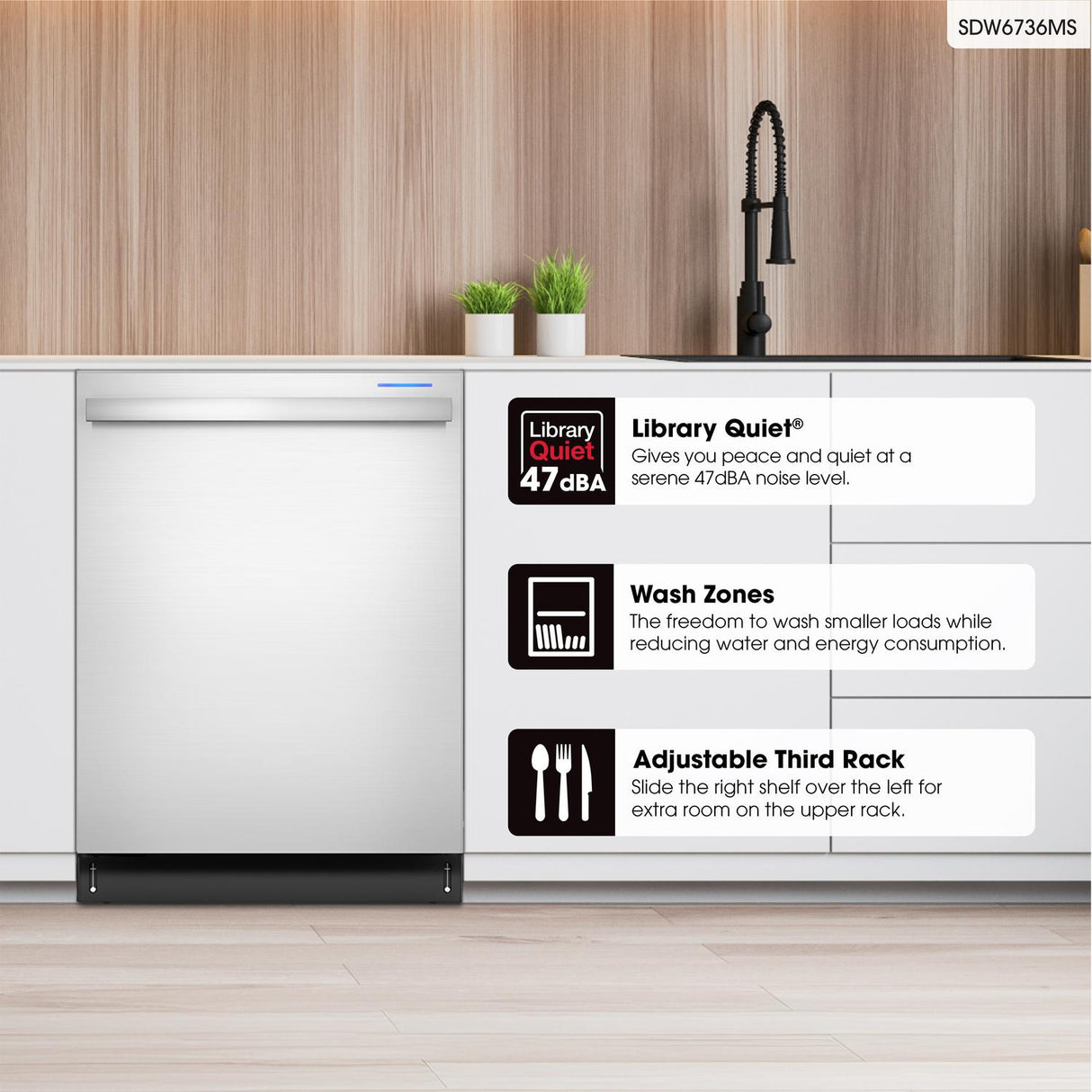 Sharp 24 in. Stainless Steel 47dB Dishwasher