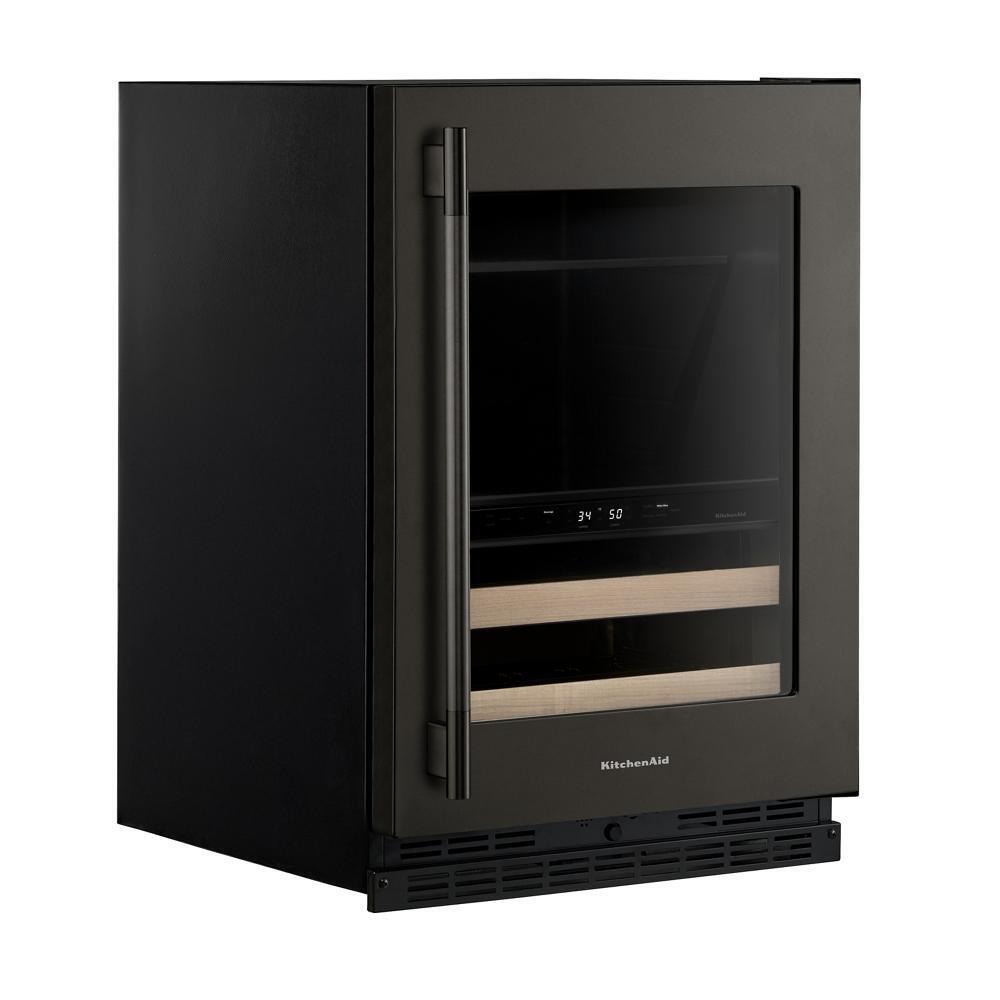 24" Beverage Center with Glass Door and Wood-Front Racks