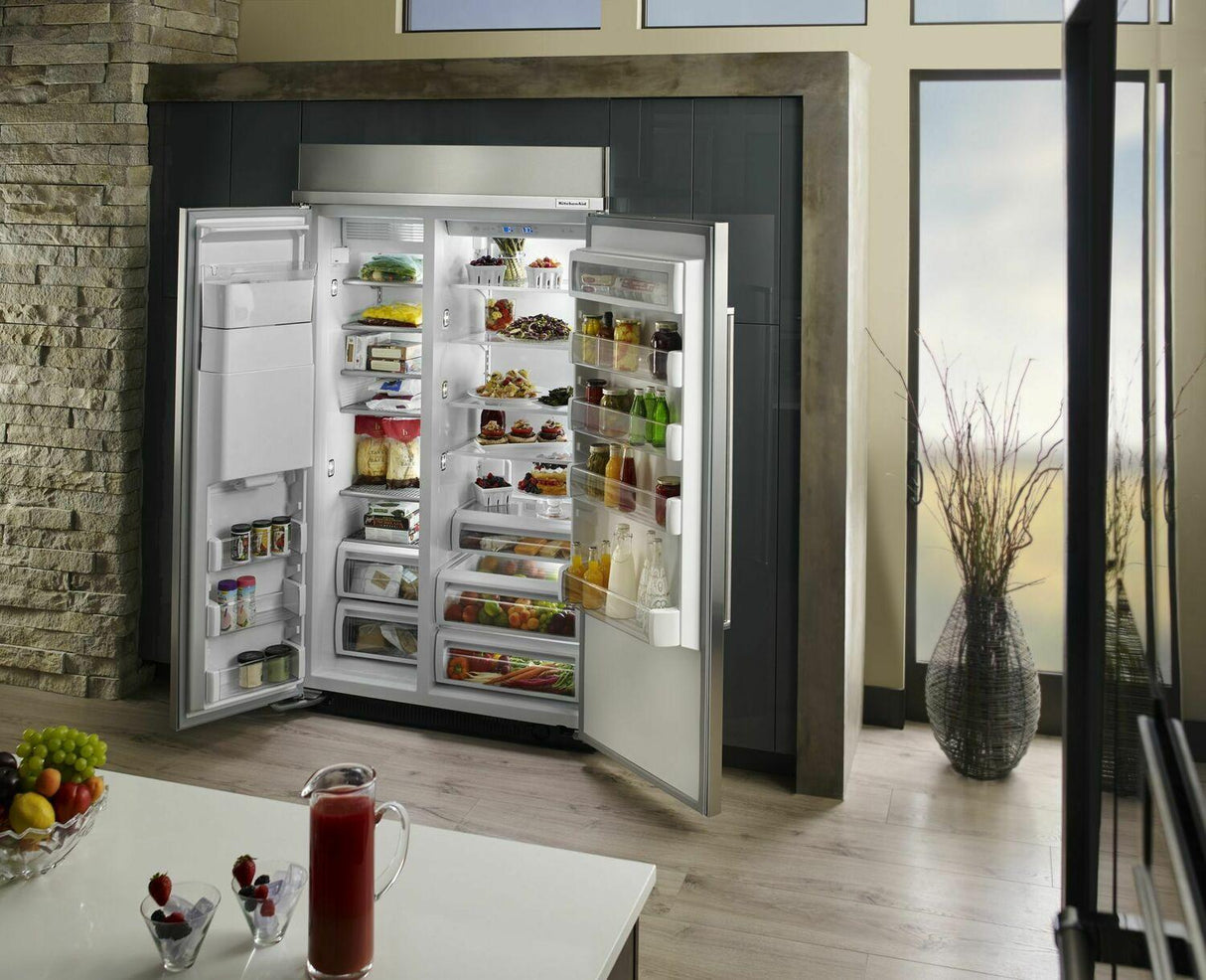 29.5 cu. ft 48-Inch Width Built-In Side by Side Refrigerator - Stainless Steel
