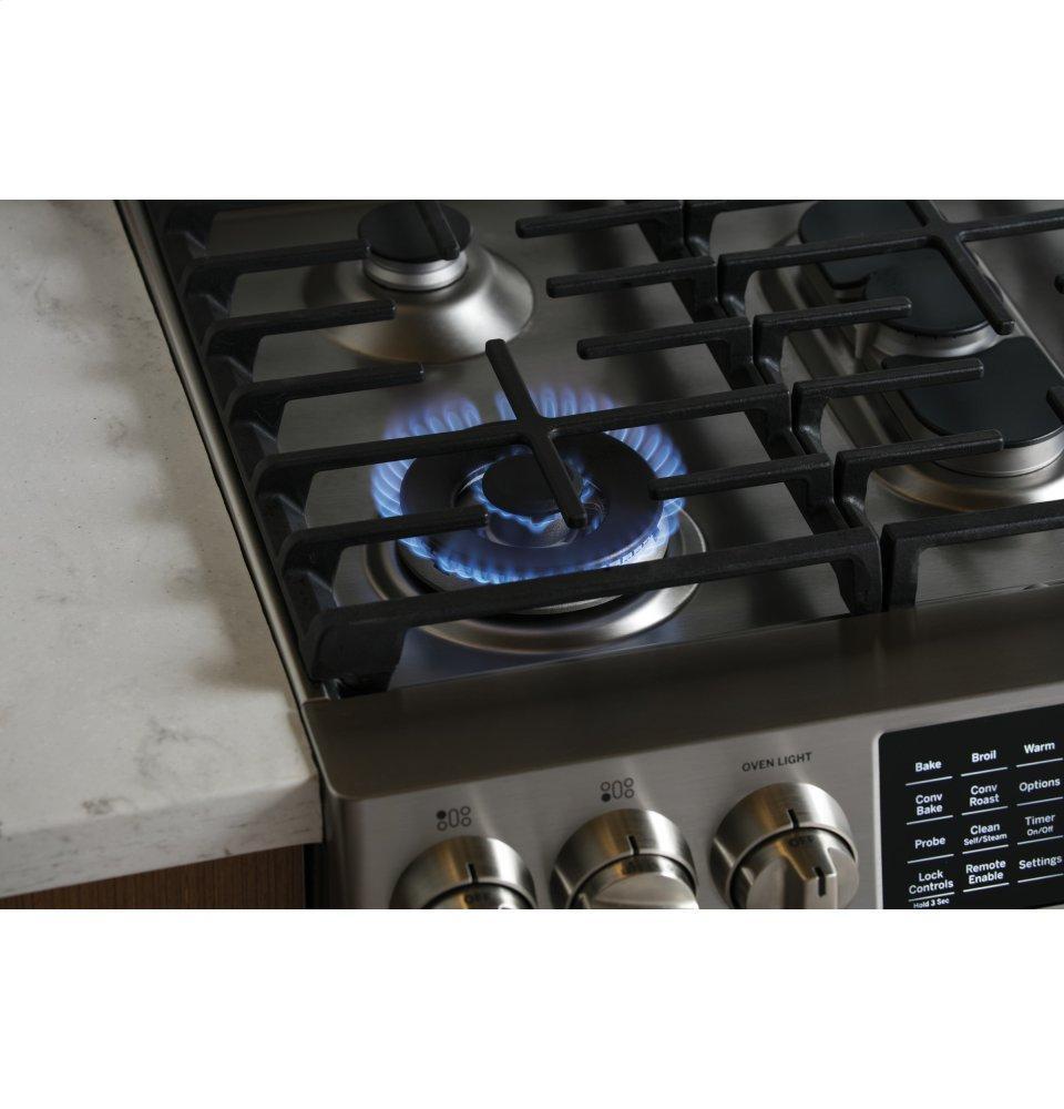 GE Profile™ 30" Smart Slide-In Front-Control Gas Double Oven Convection Range