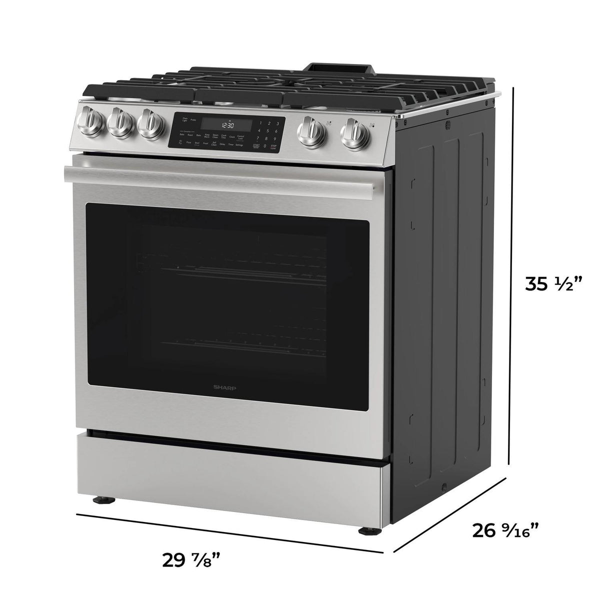 30 in. 5 Burner 6.1 cu. ft. Slide-in Gas Range with True European Convection