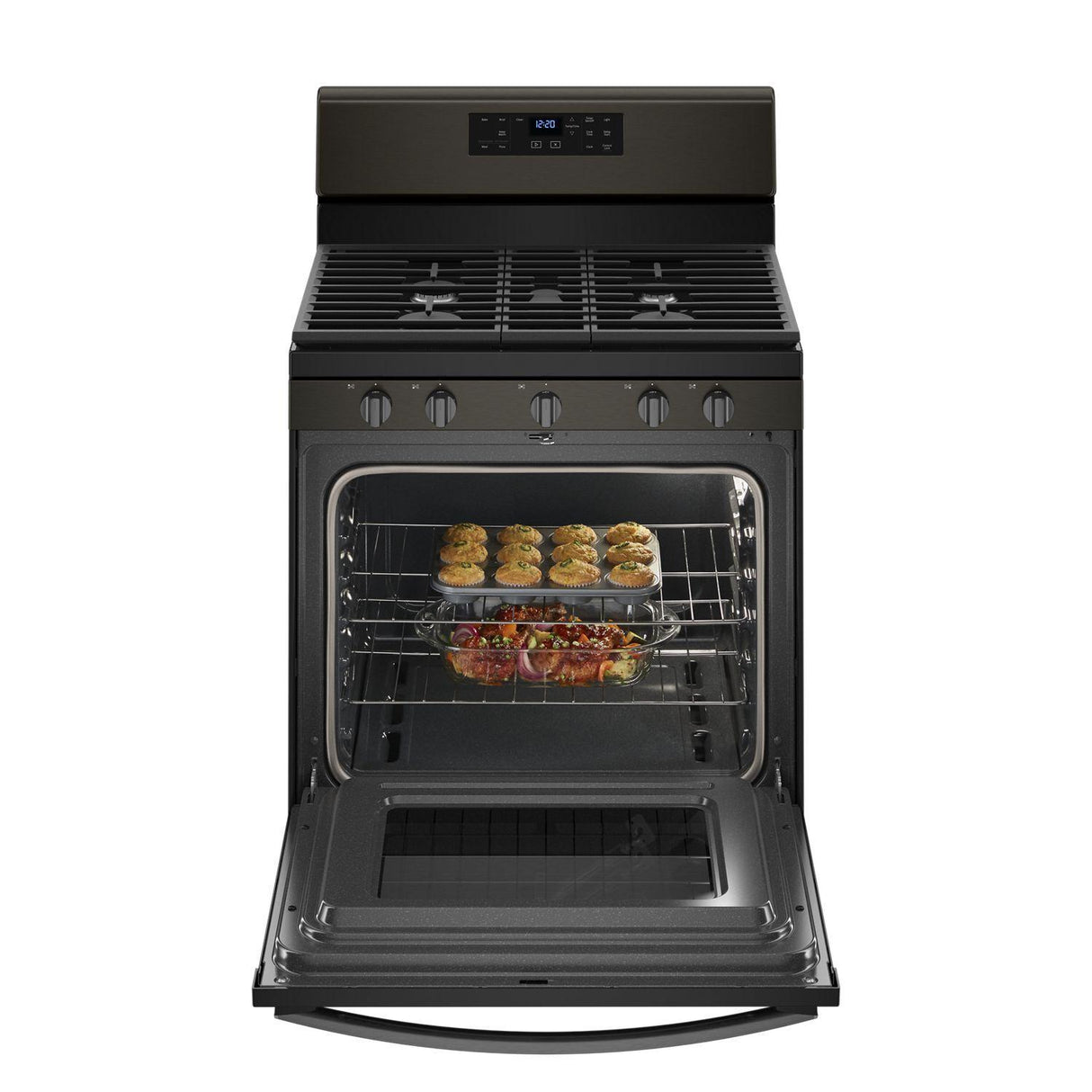 5.0 cu. ft. Freestanding Gas Range with Center Oval Burner Black Stainless