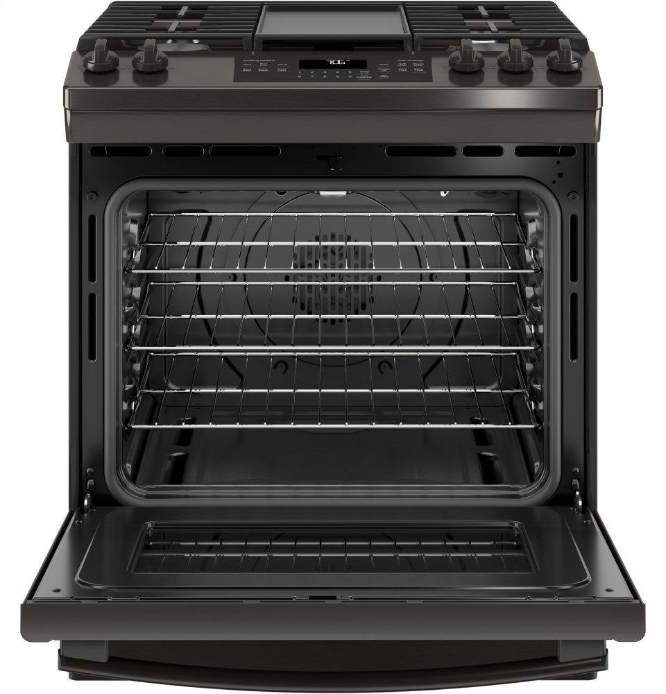 GE® 30" Slide-In Front-Control Convection Gas Range