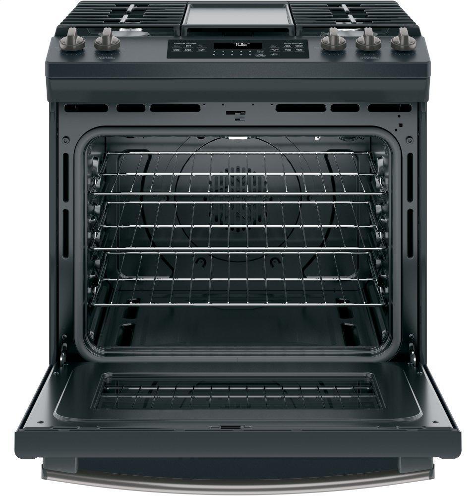 GE® 30" Slide-In Front-Control Convection Gas Range