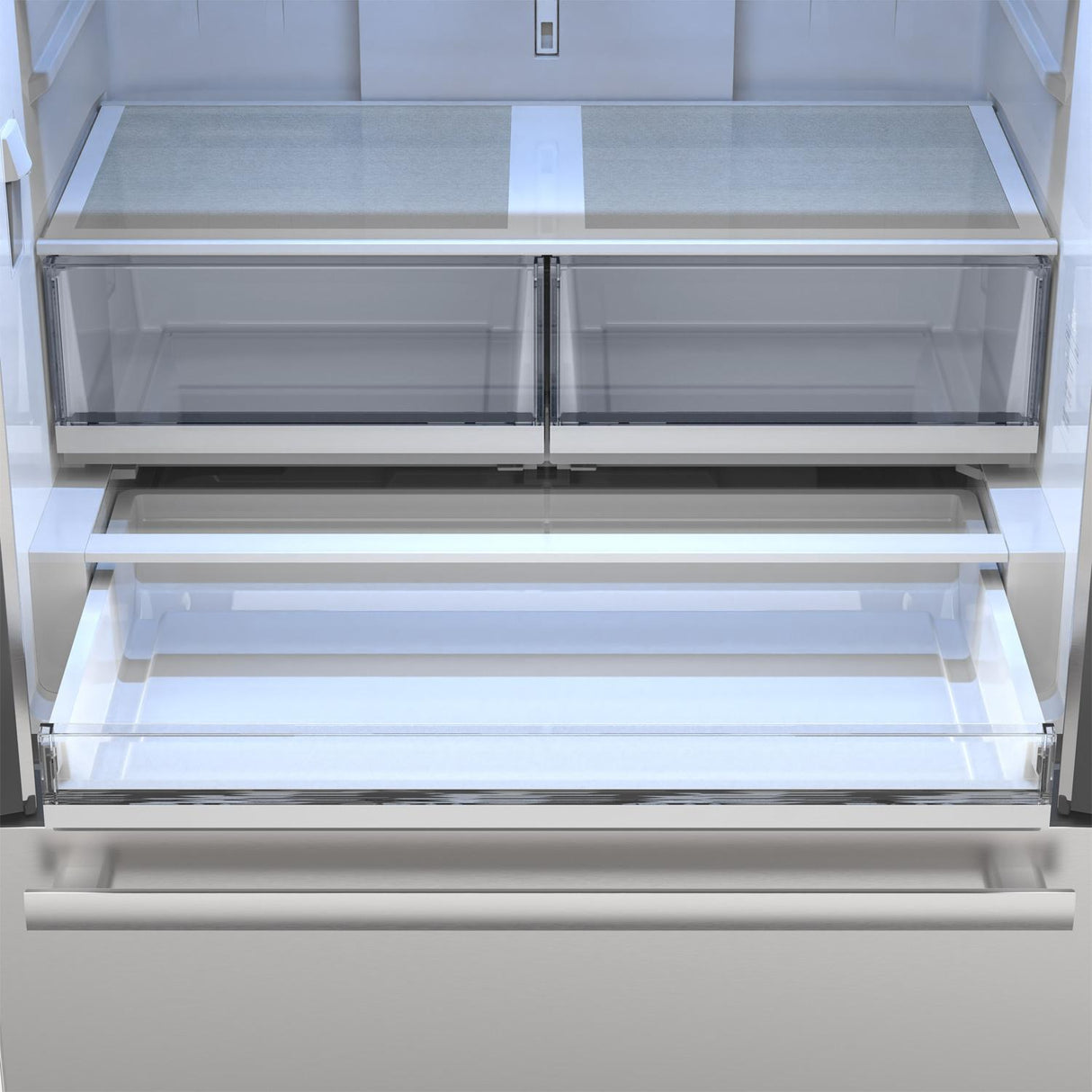 Sharp 26.5 cu.ft. Counter Depth 36 in. French 3-Door Refrigerator with Internal Water Dispenser in Stainless Steel