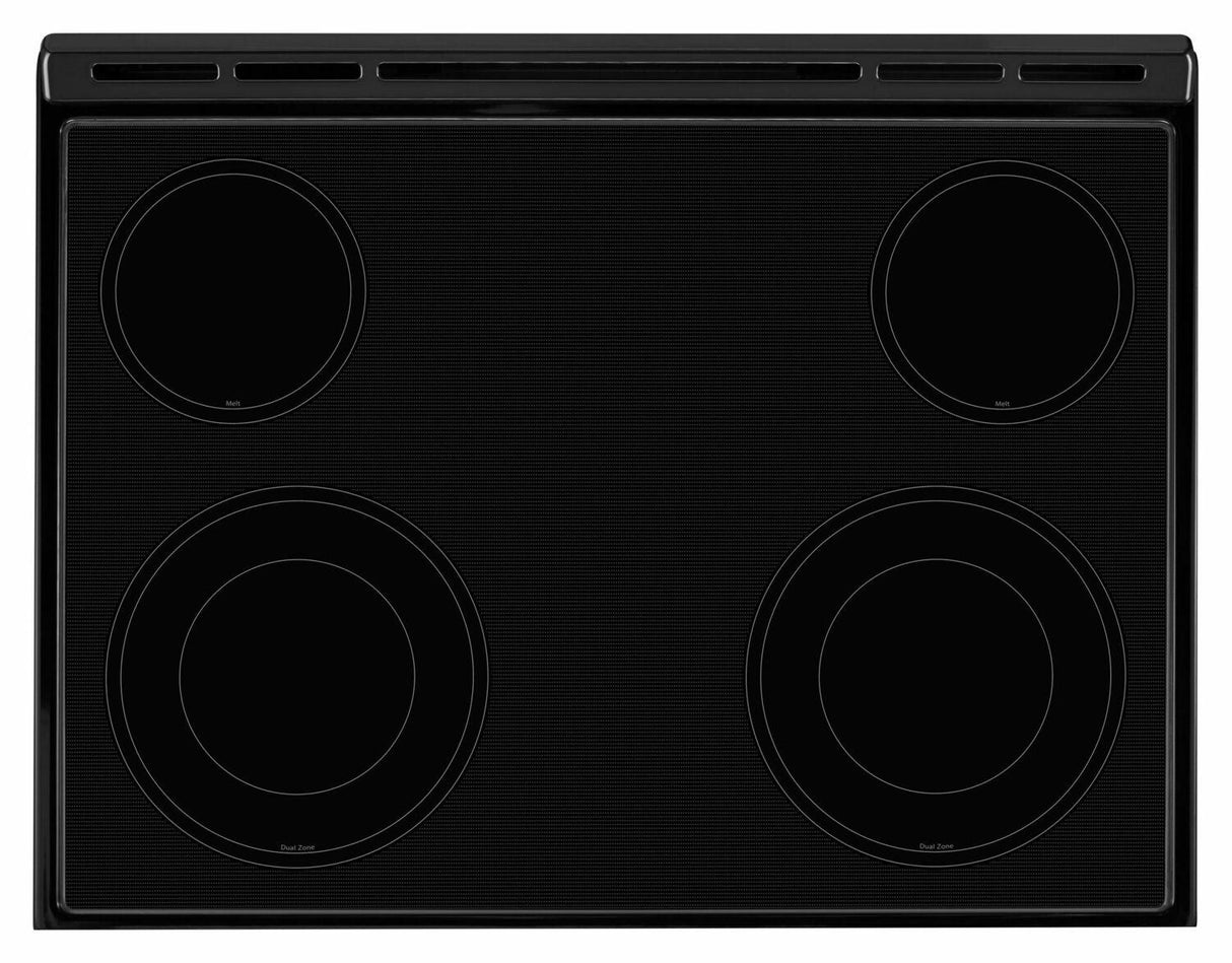 4.8 cu. ft. Guided Electric Front Control Range With The Easy-Wipe Ceramic Glass Cooktop - Black-on-Stainless