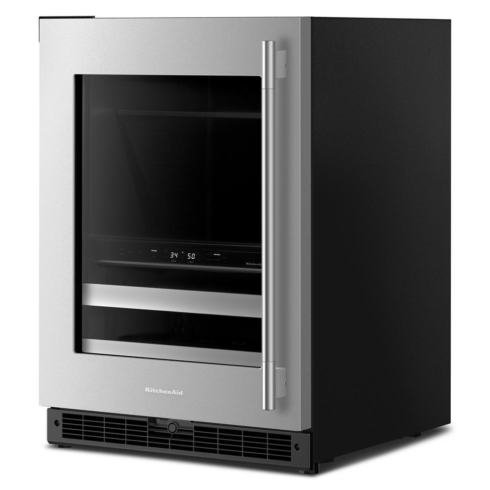 24" Beverage Center with Glass Door and Metal-Front Racks