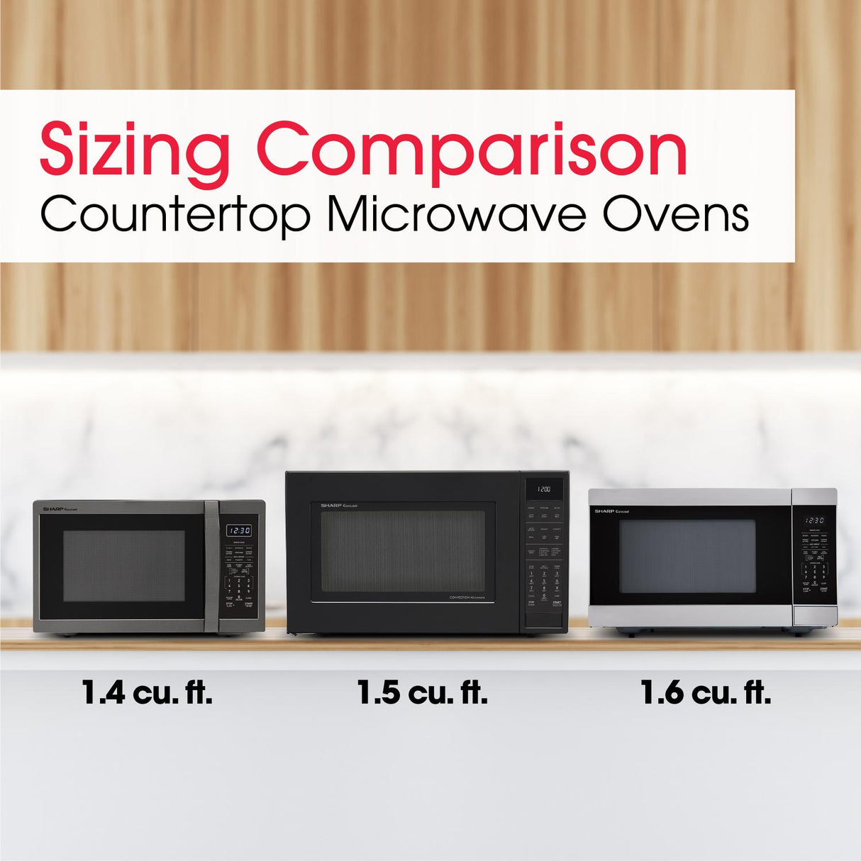 Sharp 1.4 cu. ft. 1100W Black Stainless Steel Countertop Microwave Oven