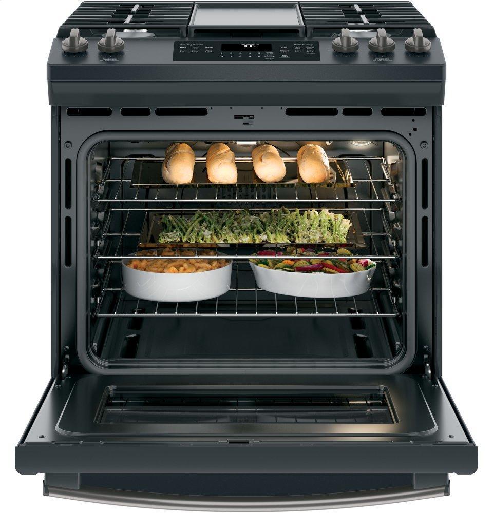 GE® 30" Slide-In Front-Control Convection Gas Range