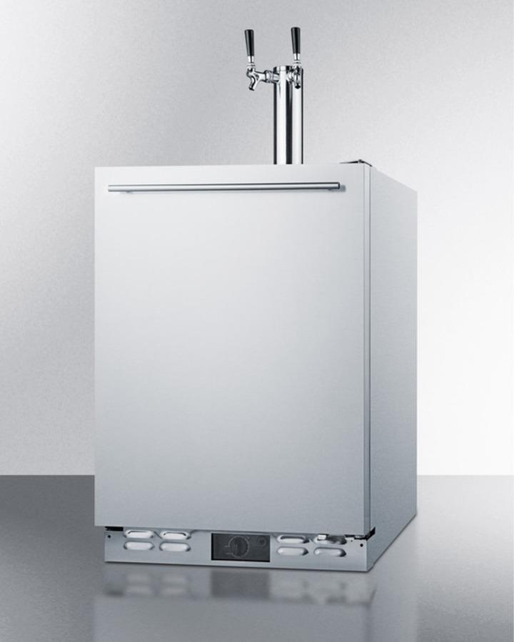Outdoor Frost-free Beer Dispenser for Built-in Use, With Dual Tap System for Two 1/6 Kegs