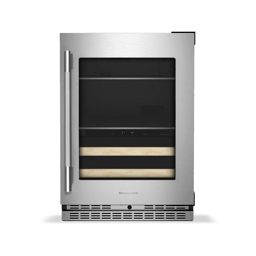 24" Beverage Center with Glass Door and Wood-Front Racks
