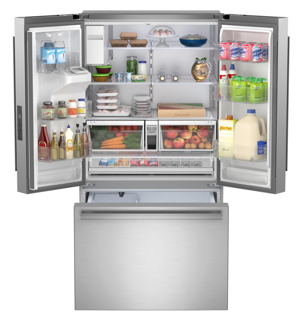 28.9 cu.ft. Standard Depth 36 in. French 3-Door Refrigerator with Water Dispenser in Stainless Steel