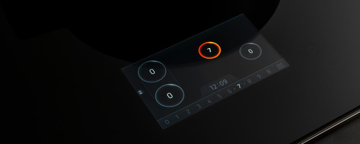 36'' Induction Cooktop with TFT Display Interface and Metal Frame Black Glass / Carbonio