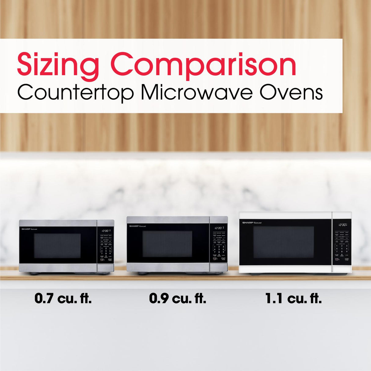 Sharp 1.1 cu. ft. 1000W White Countertop Microwave Oven