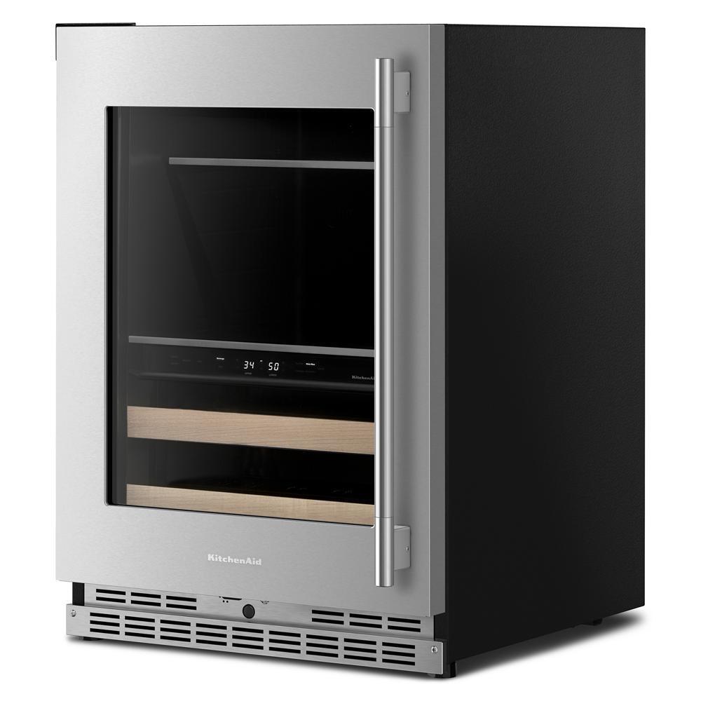 24" Beverage Center with Glass Door and Wood-Front Racks