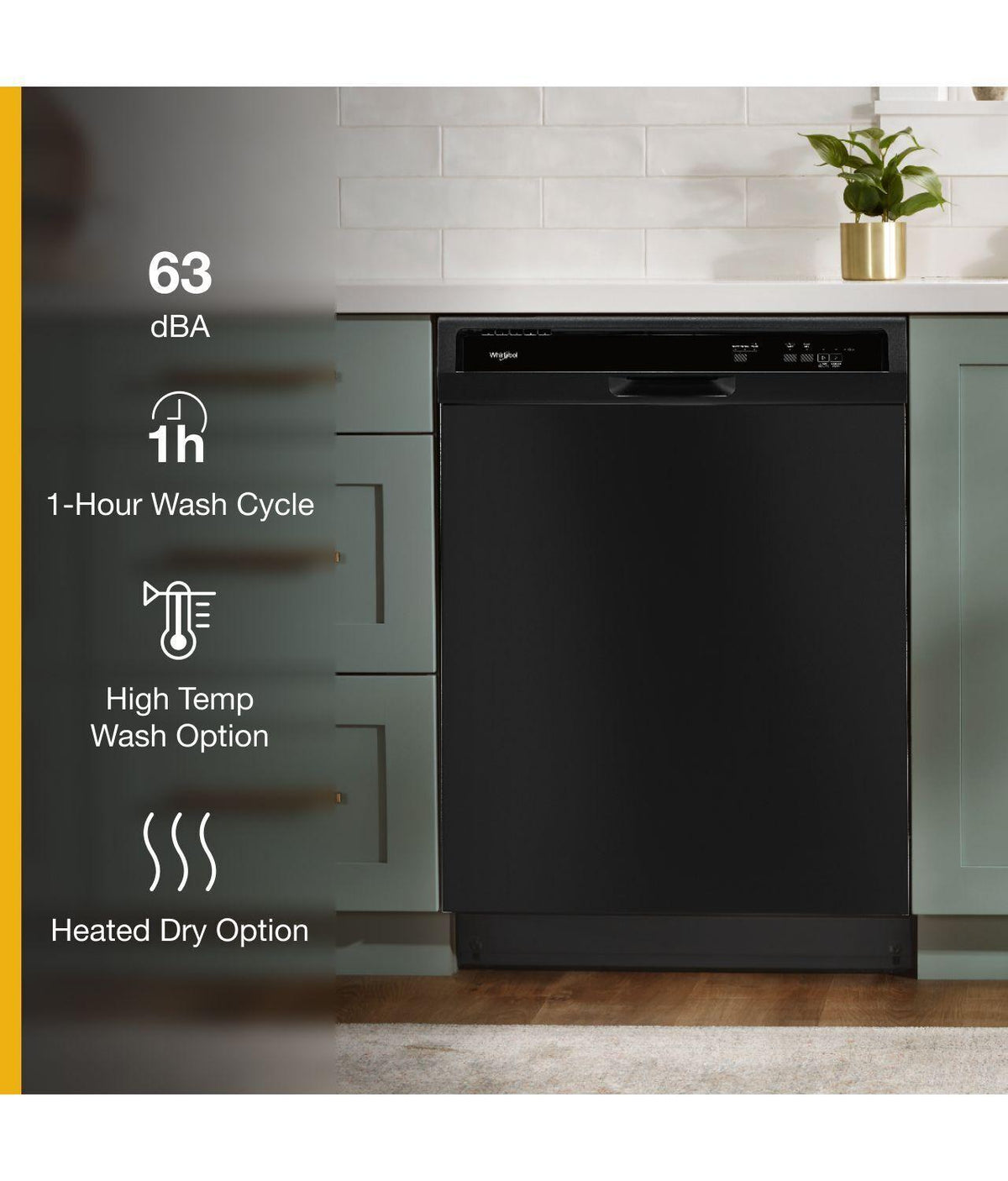 Heavy-Duty Dishwasher with 1-Hour Wash Cycle - Black