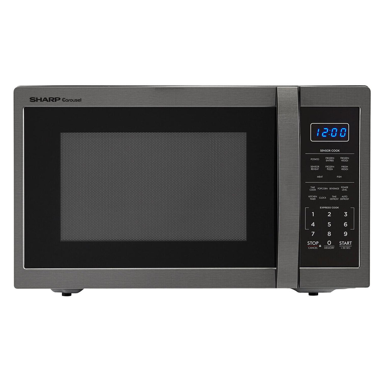 1.4 cu. ft. 1100W Sharp Black Stainless Steel Countertop Microwave Oven