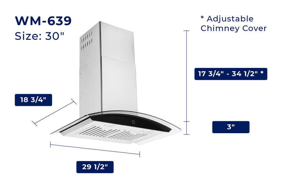 Hauslane Chef 30-in Convertible Stainless Steel Wall-Mounted Range Hood