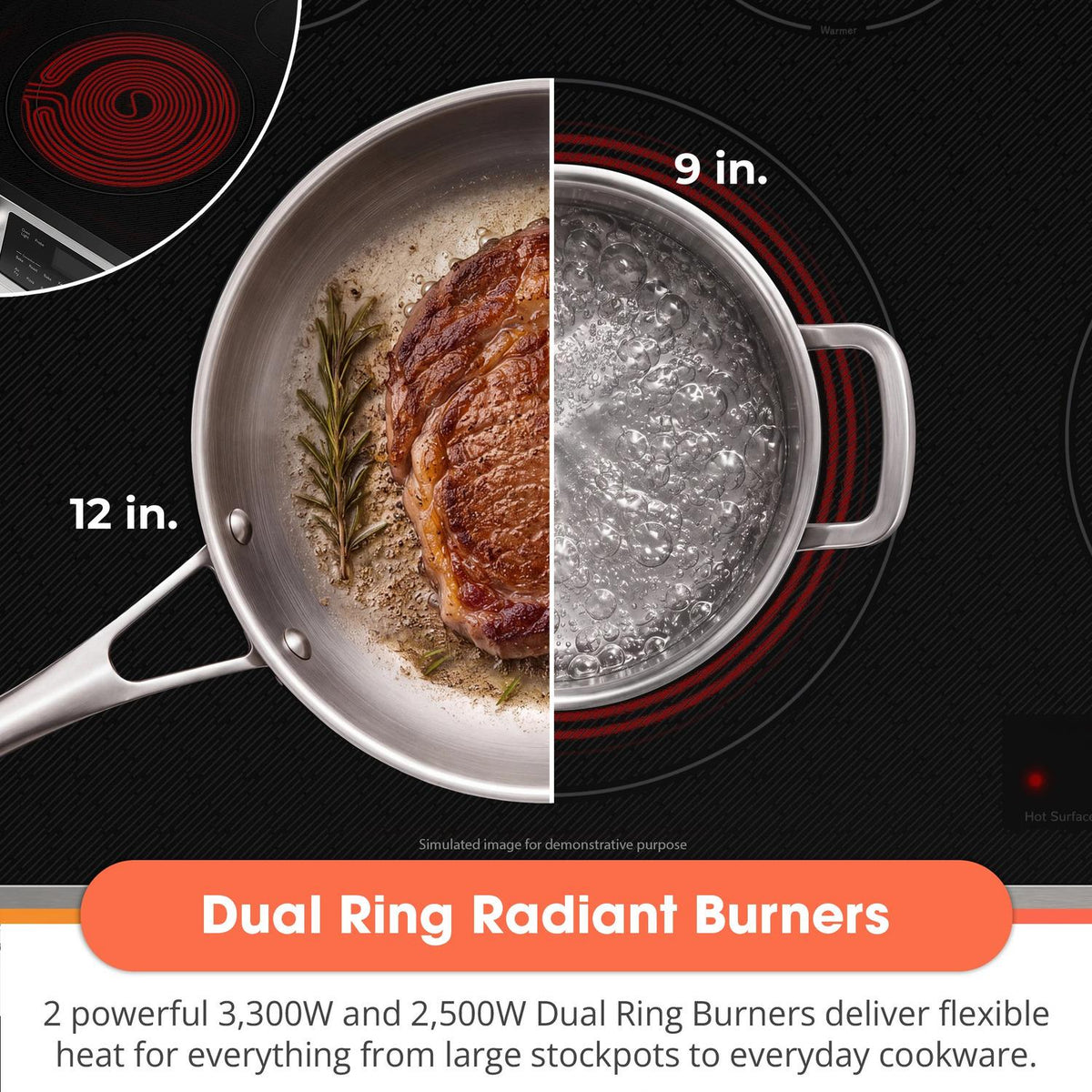 30 in. 5 Burner 6.3 cu. ft. Slide-in Electric Range with True European Convection